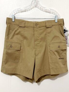 Sportif USA Lauderdale Cargo Shorts Khaki Tan Tropical Stretch Men’s Size 38 NWT